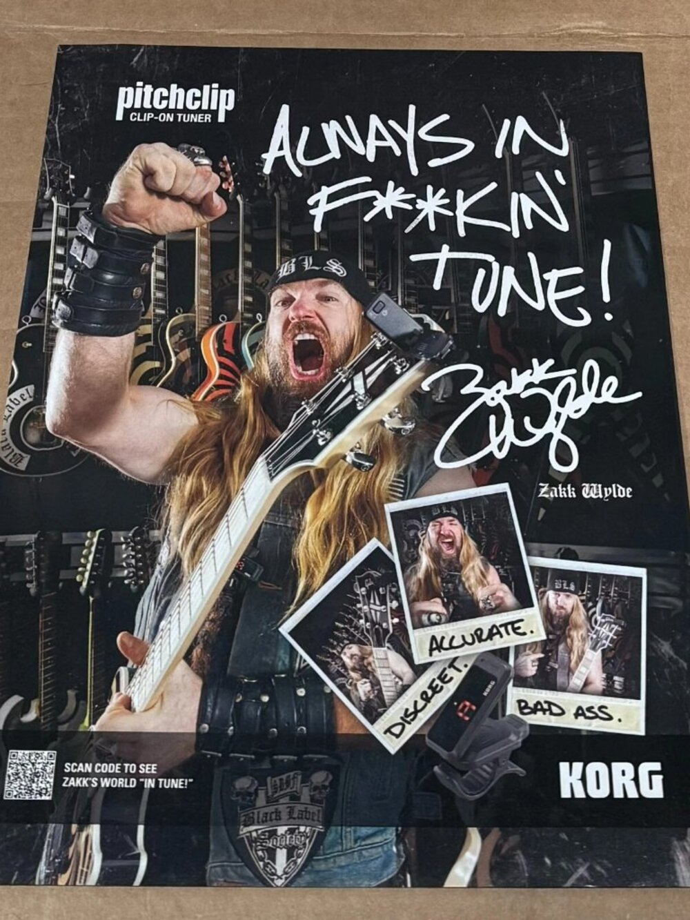 ZAKK WYLDE of BLACK LABEL SOCIETY - KORG Pitchclip Tuners - 2012 Print Ad